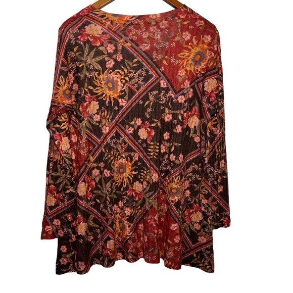 Soft Surroundings Boho Earthy Granola Cottage Indie Long Flowy Tunic Top Large - Picture 11 of 12